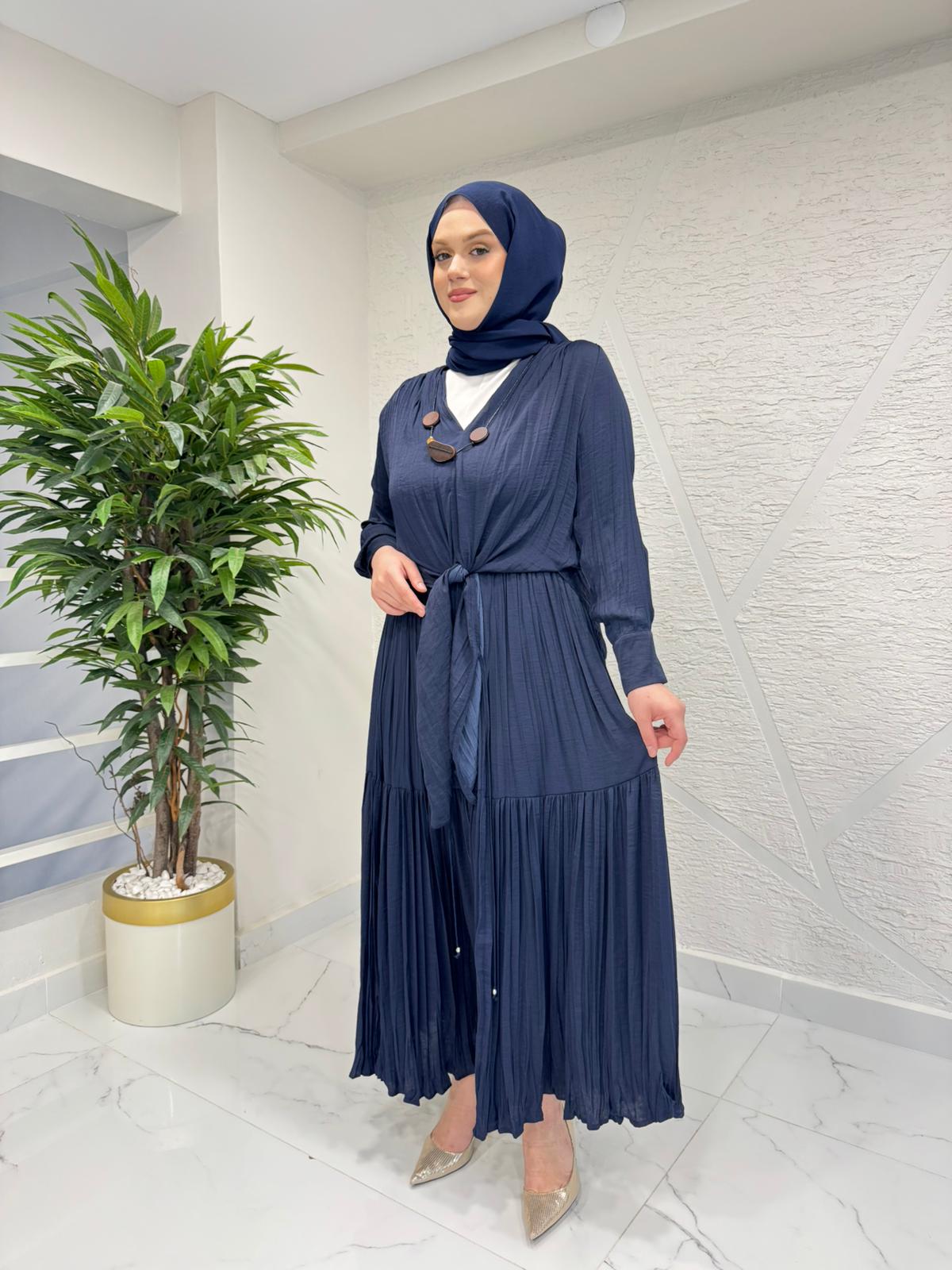 CEREMONY 26Y954 TUNİĞİ TAHTA AKSESUAR DETAYLI ETEKLİ CUPRA TAKIM LACİVERT