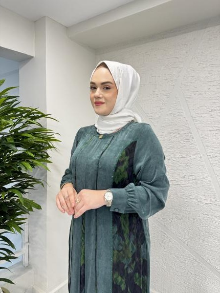 MISS MODISH 8128 İPEK ELBİSE YEŞİL