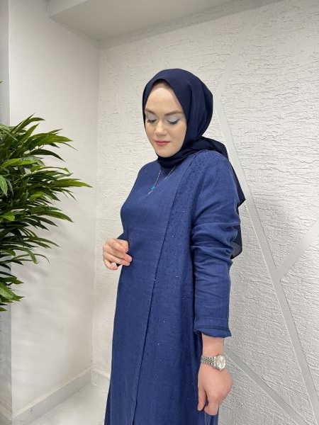 MİSSA K005 BLOK ELBİSE LACİVERT