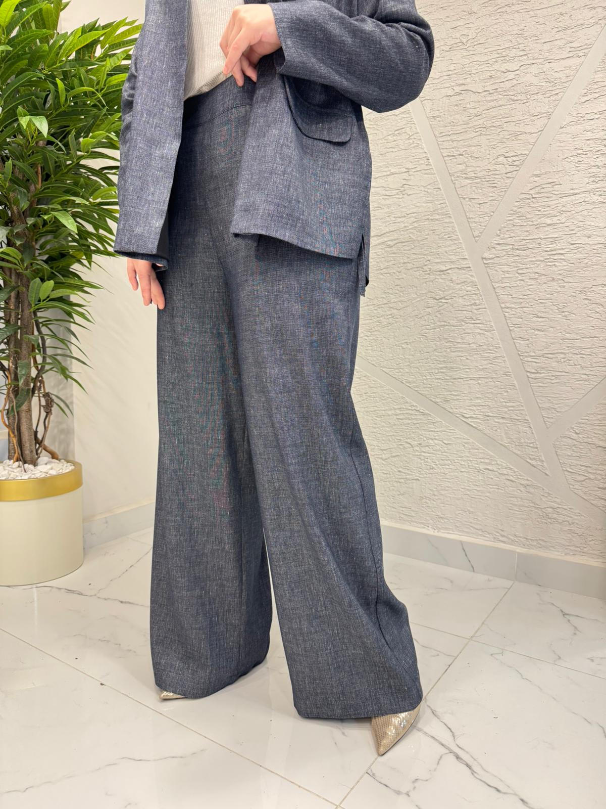 CEREMONY 26Y307 ARKASI LASTİKLİ BOL PAÇA DENİM KETEN PANTOLON ORİJİNAL