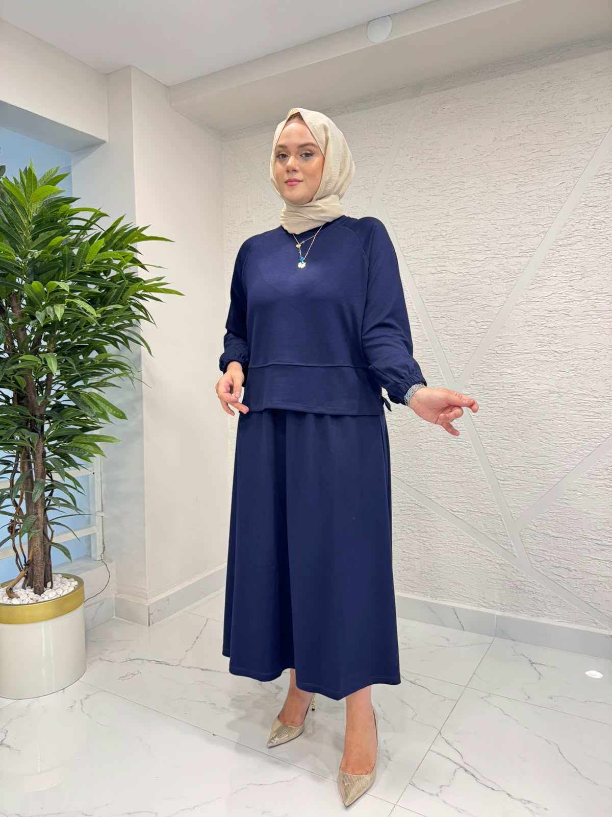 MİHRAN 3111 OYSHO ETEKLİ TAKIM LACİVERT