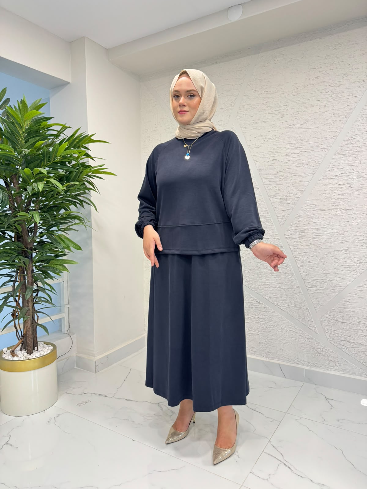 MİHRAN 3111 OYSHO ETEKLİ TAKIM SİYAH
