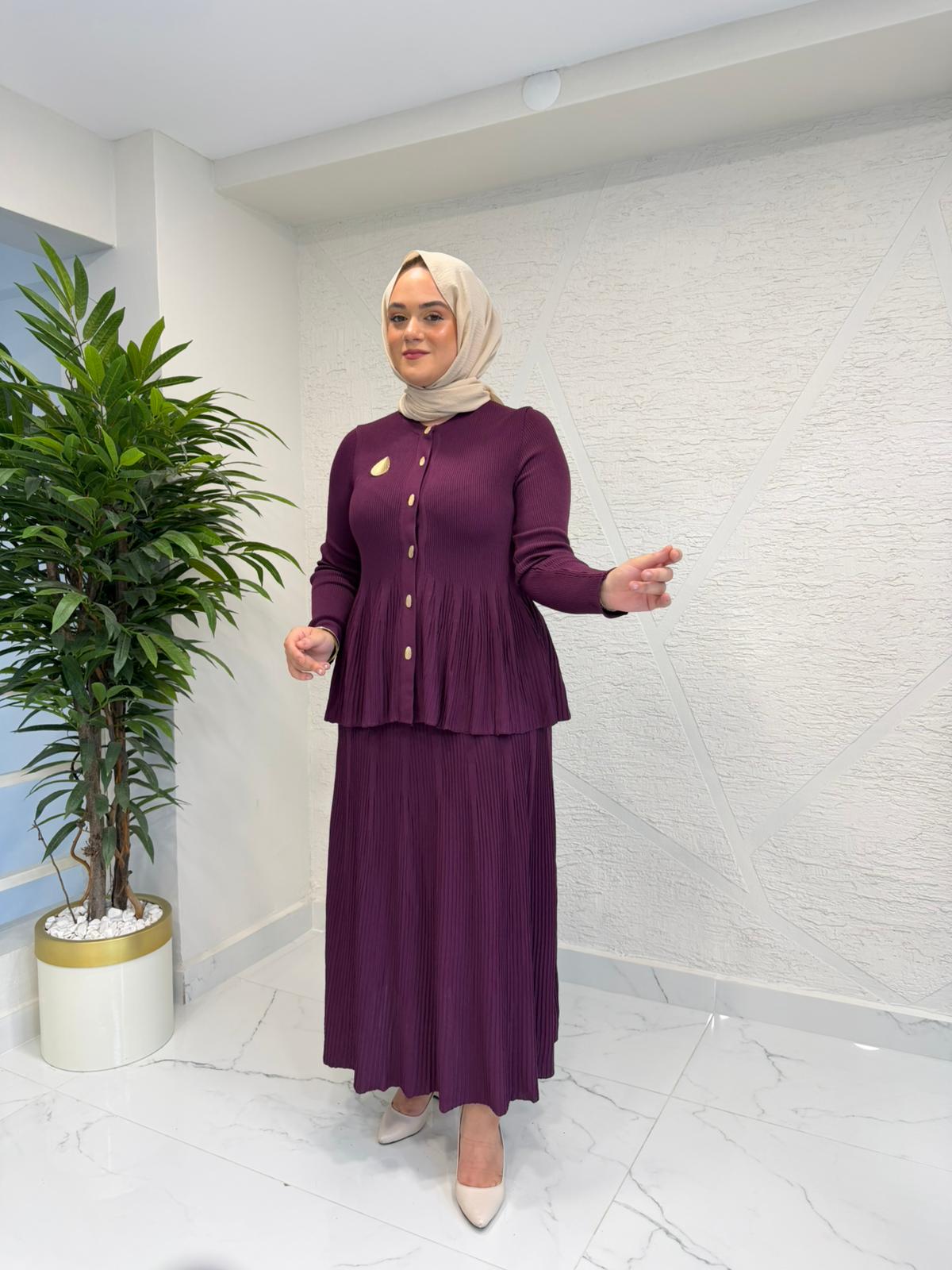 NİLİWİ 3139 LİNKS ÖRGÜ TAKIM BORDO