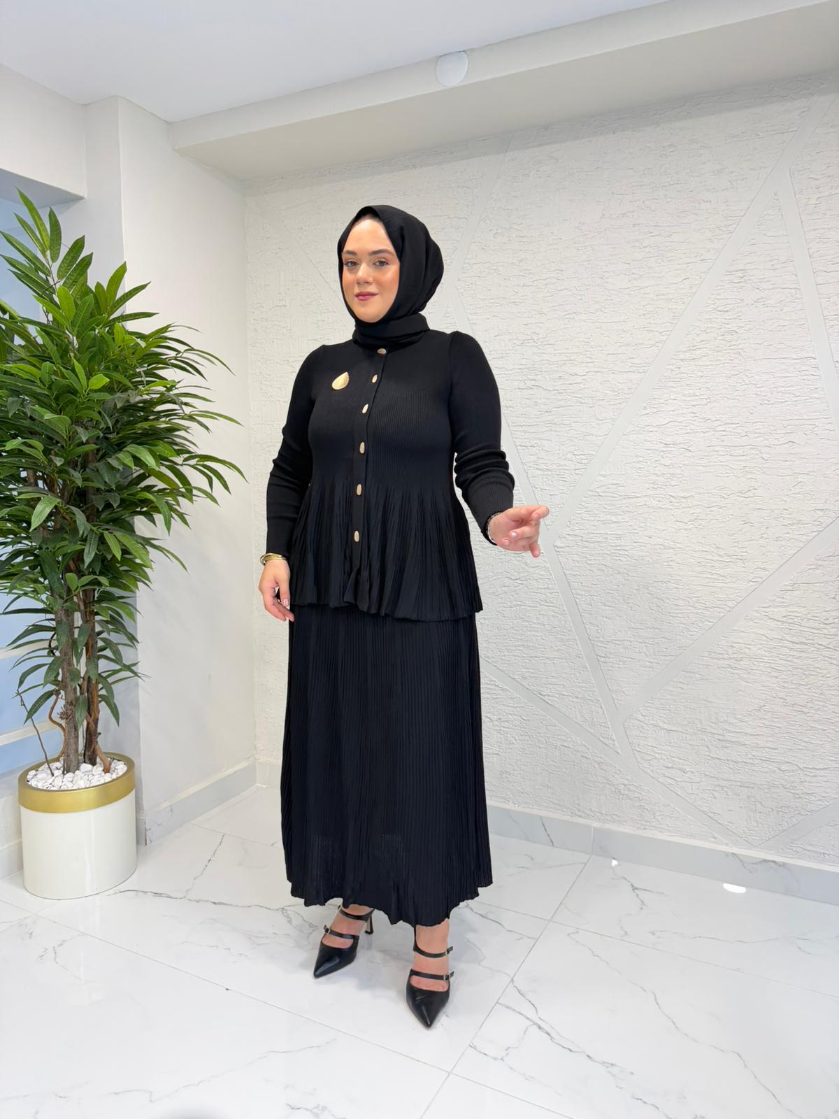 NİLİWİ 3139 LİNKS ÖRGÜ TAKIM SİYAH