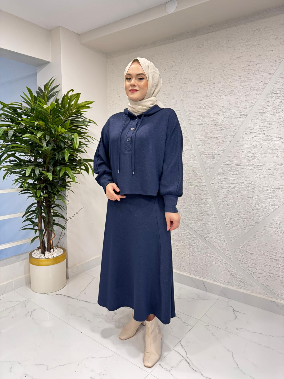 İKOL 36435 KAPÜŞONLU VE DÜĞMELİ TAKIM LACİVERT