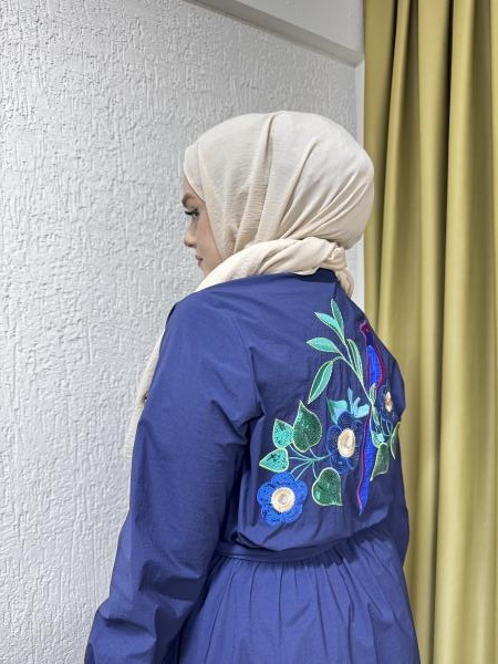 MISSEMRAMISS 4783 VİSİONE NAKIŞLI ELBİSE LACİVERT