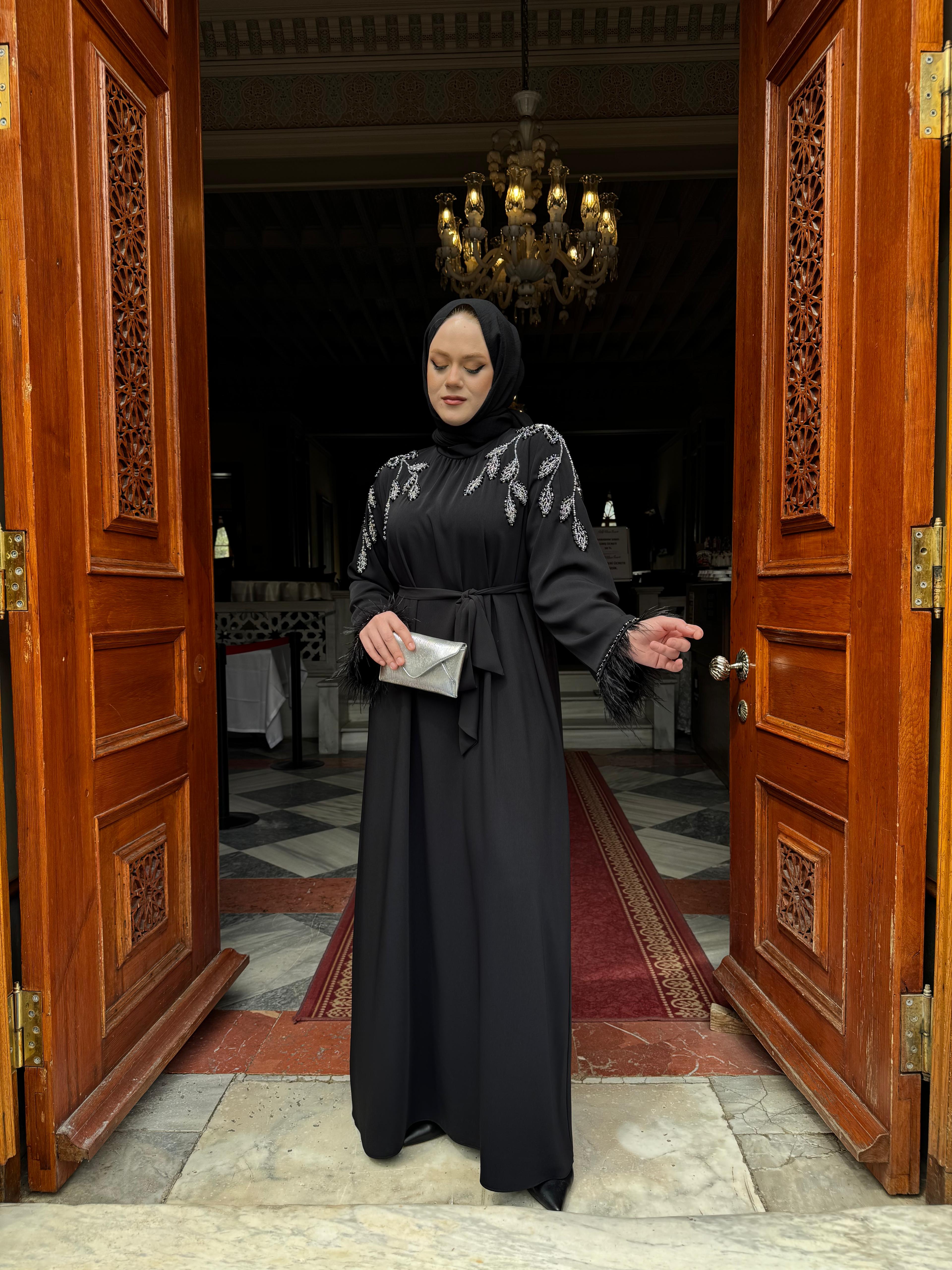 ETRUCCI 4318 ABİYE ELBİSE SİYAH