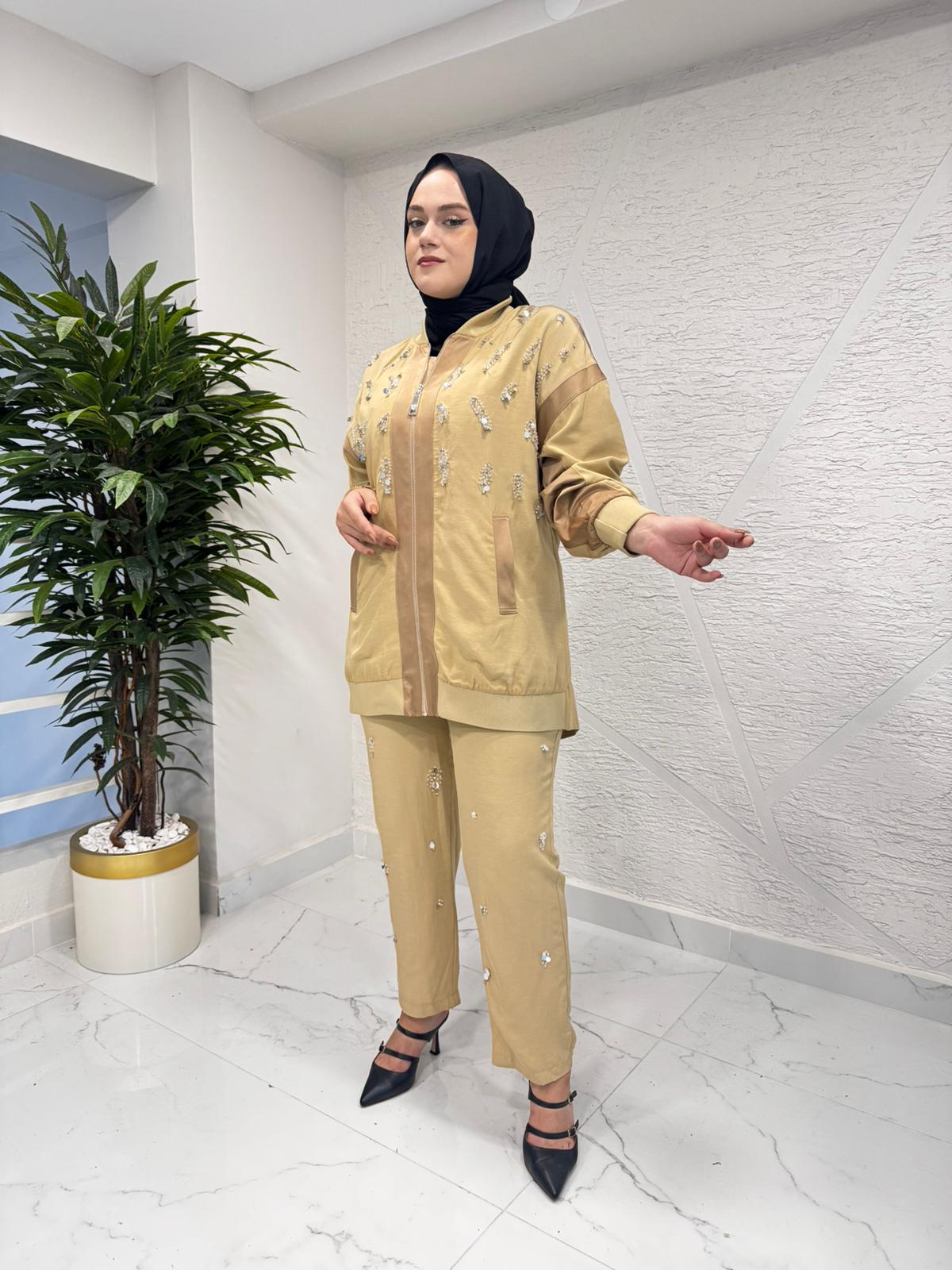 MISSEMRAMISS 4770 ZIPPER CASUAL TAKIM CAMEL