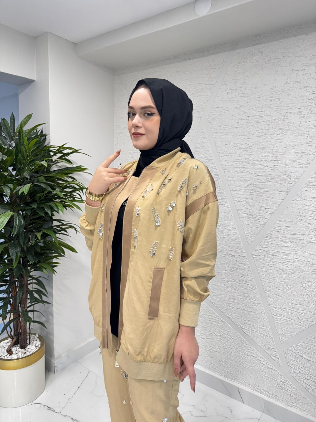 MISSEMRAMISS 4770 ZIPPER CASUAL TAKIM CAMEL