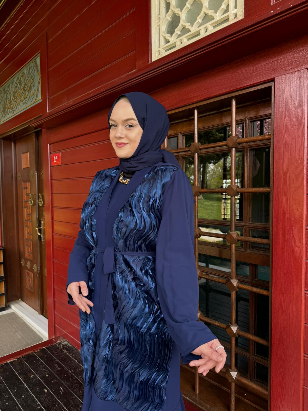 TANE 4816 İÇLİKLİ ABAYA LACİVERT