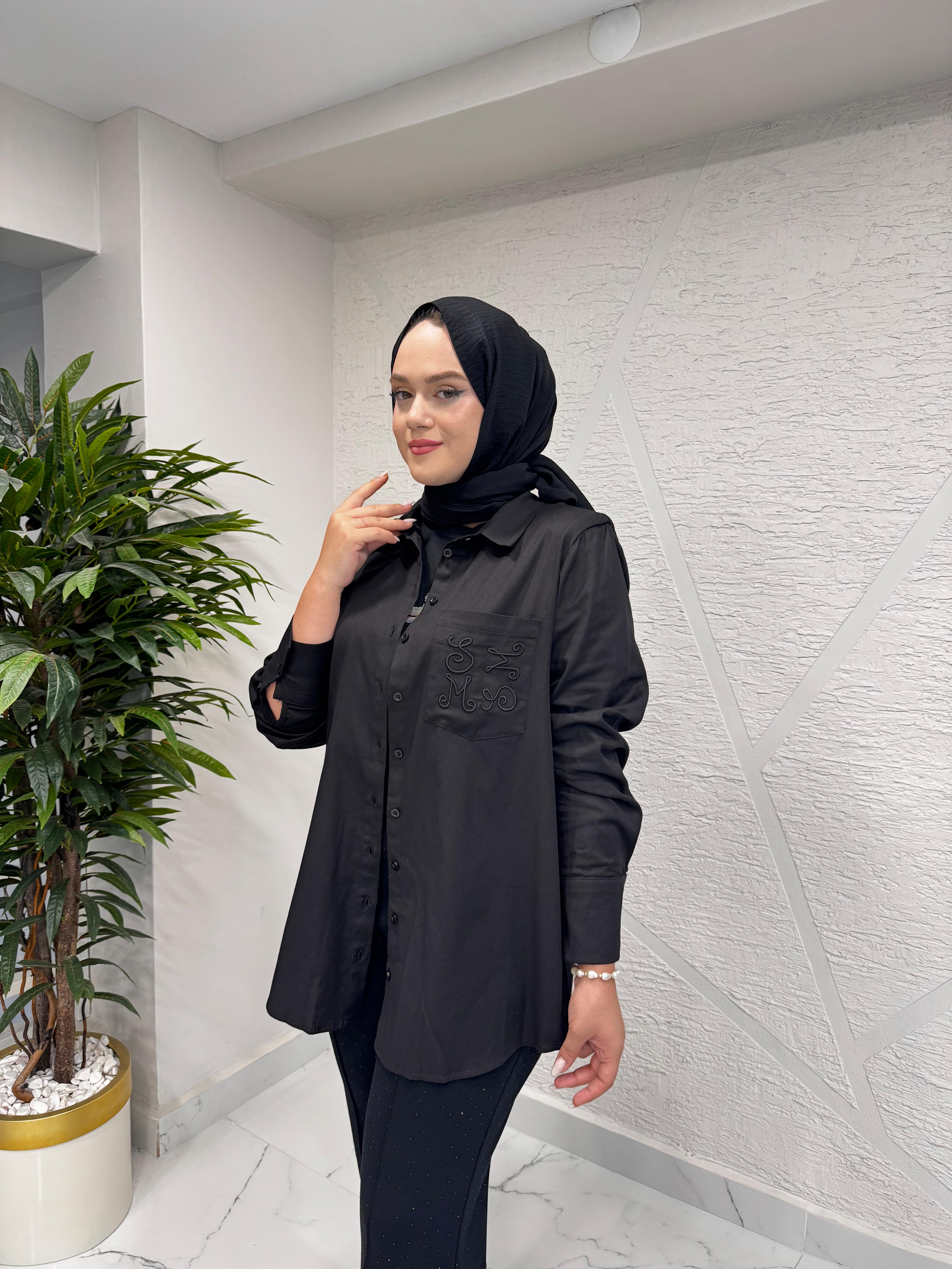 MISSEMRAMISS 4890 MSSM NAKIŞLI GÖMLEK SİYAH