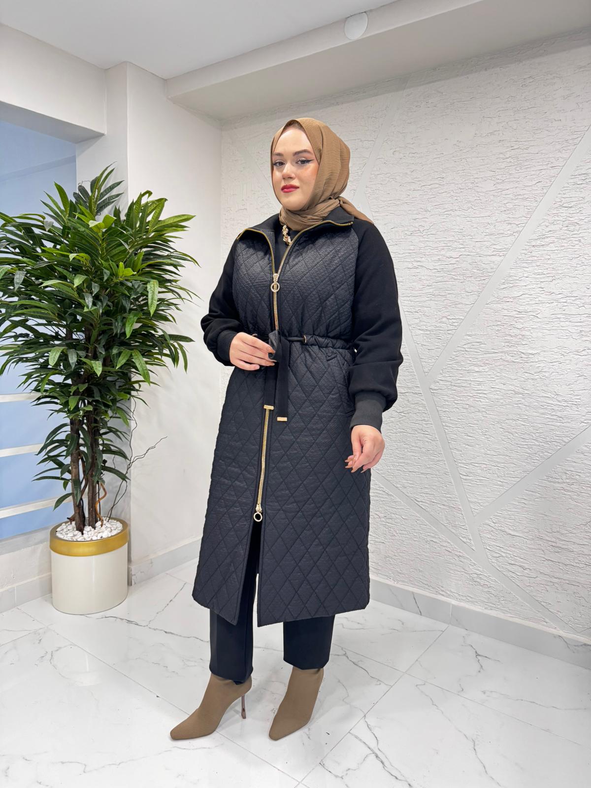 MISSEMRAMISS 4960 VELURE KAPİTONE UZUN MONT SİYAH
