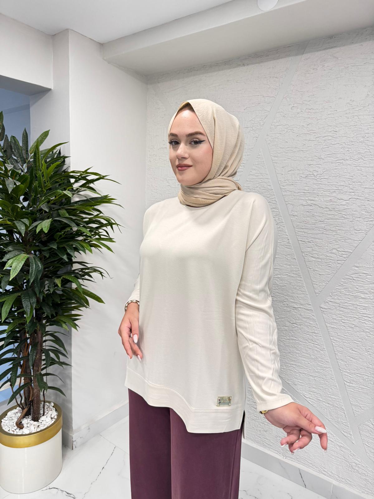 MISSEMRAMISS 4973 İPEK PAMUK BLUZ BEJ