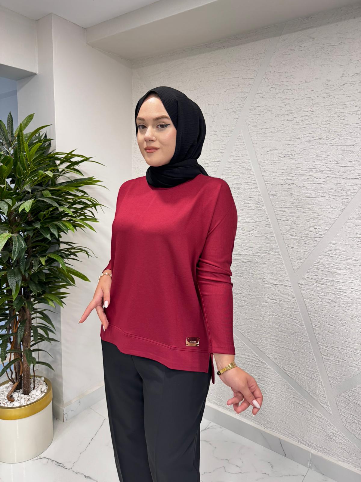 MISSEMRAMISS 4973 İPEK PAMUK BLUZ BORDO