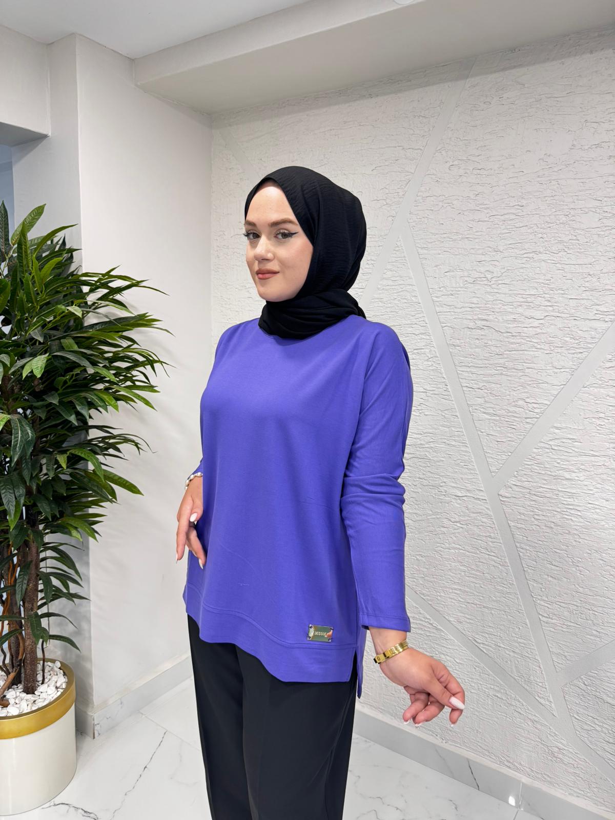MISSEMRAMISS 4973 İPEK PAMUK BLUZ MOR