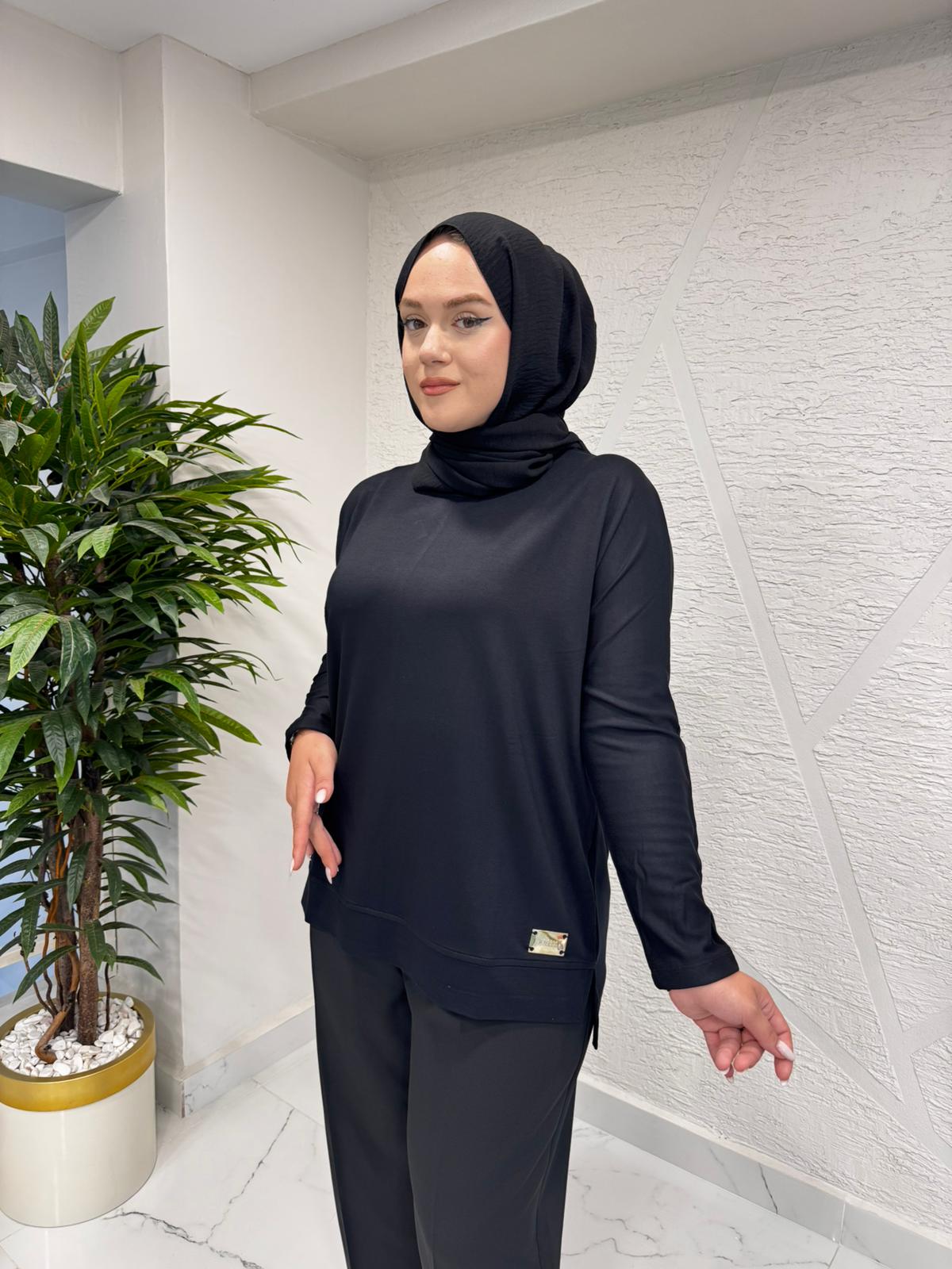 MISSEMRAMISS 4973 İPEK PAMUK BLUZ SİYAH