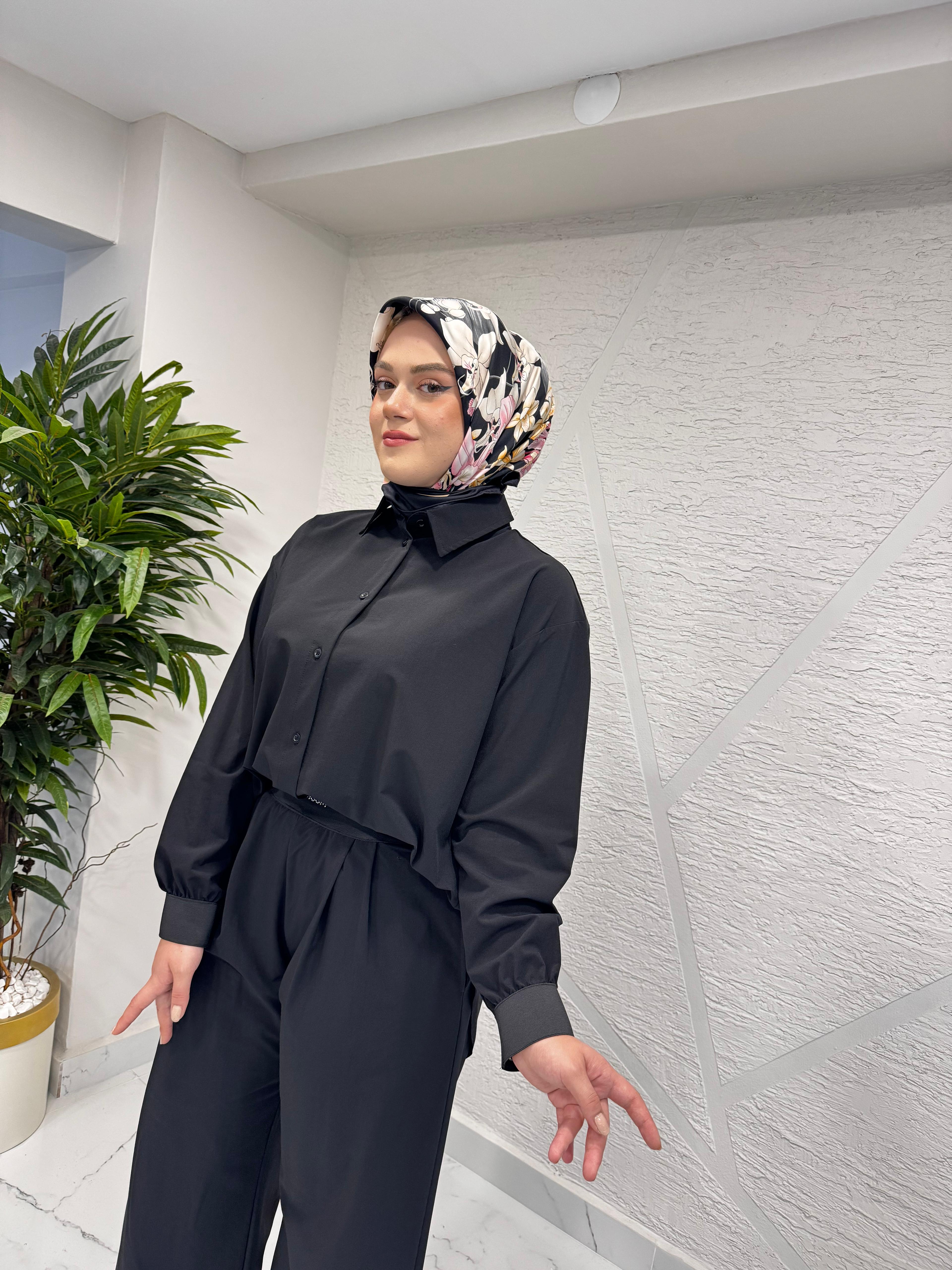 MISSEMRAMISS 4980 CORE GÖMLEK PANTOLON TAKIM SİYAH