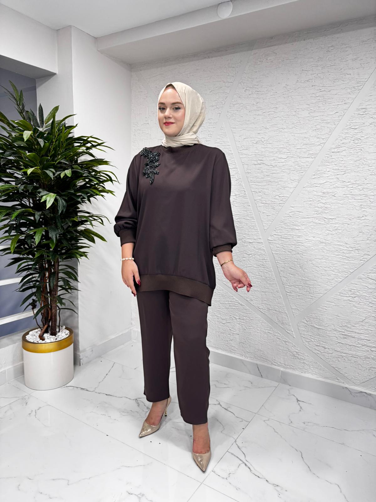MISSEMRAMISS 5002 FLOREA TAKIM KAHVERENGİ