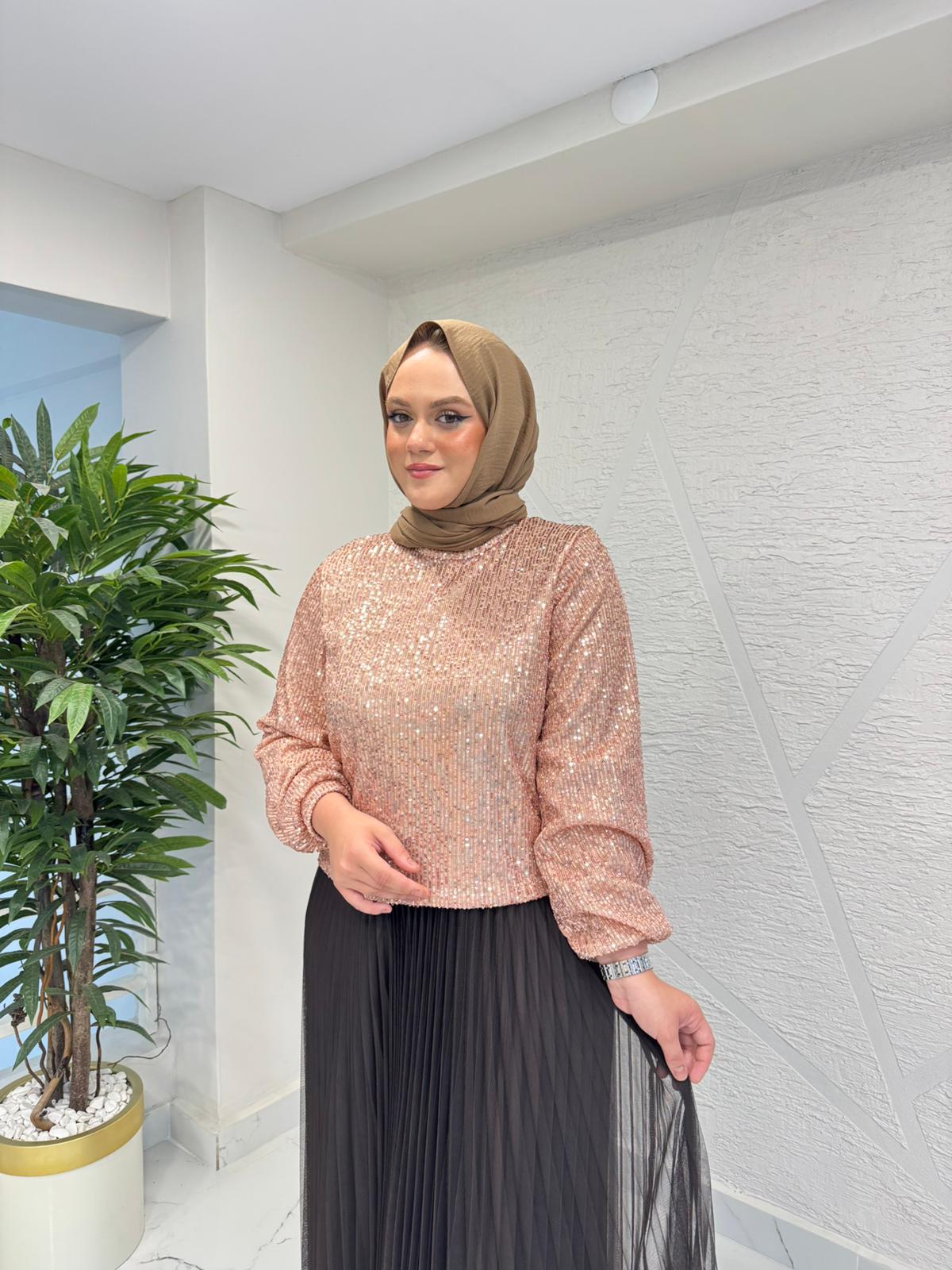 MYRED 10324 TÜL ETEK KAHVERENGİ