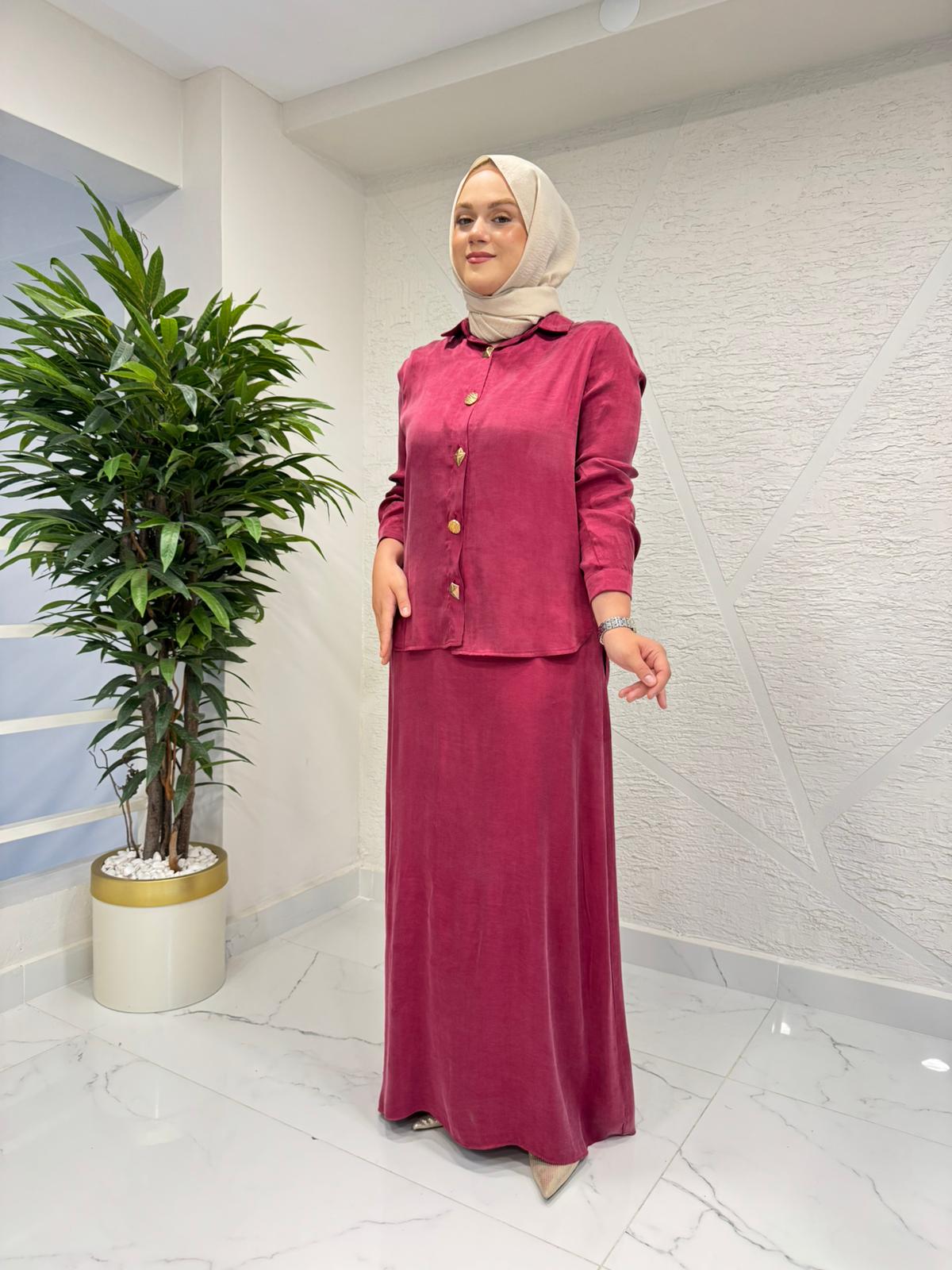 MYRED 50201 CEKETLİ İPEK ELBİSE BORDO