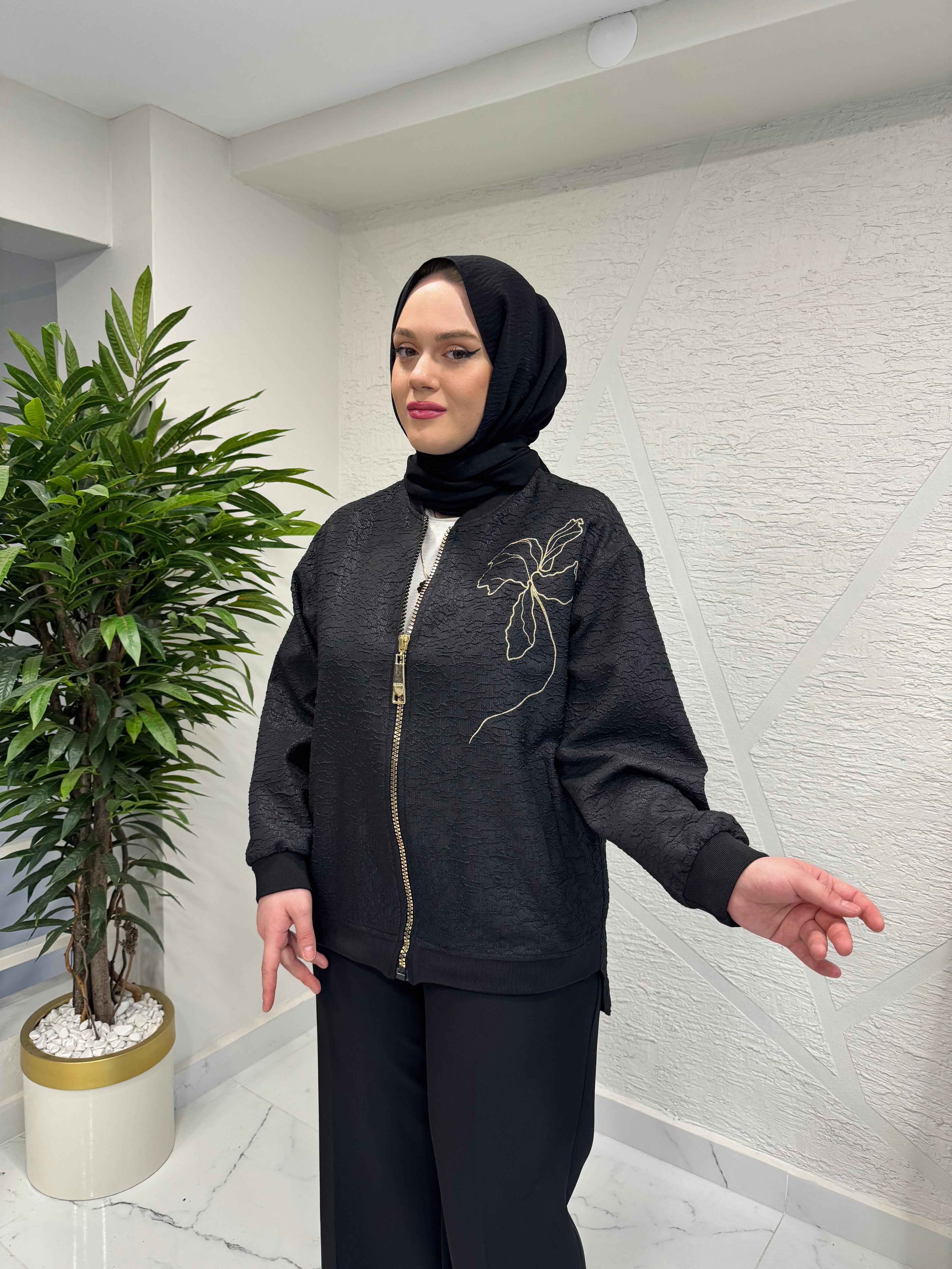 MISSEMRAMISS 5123 JAKAR BLOOM CEKET SİYAH