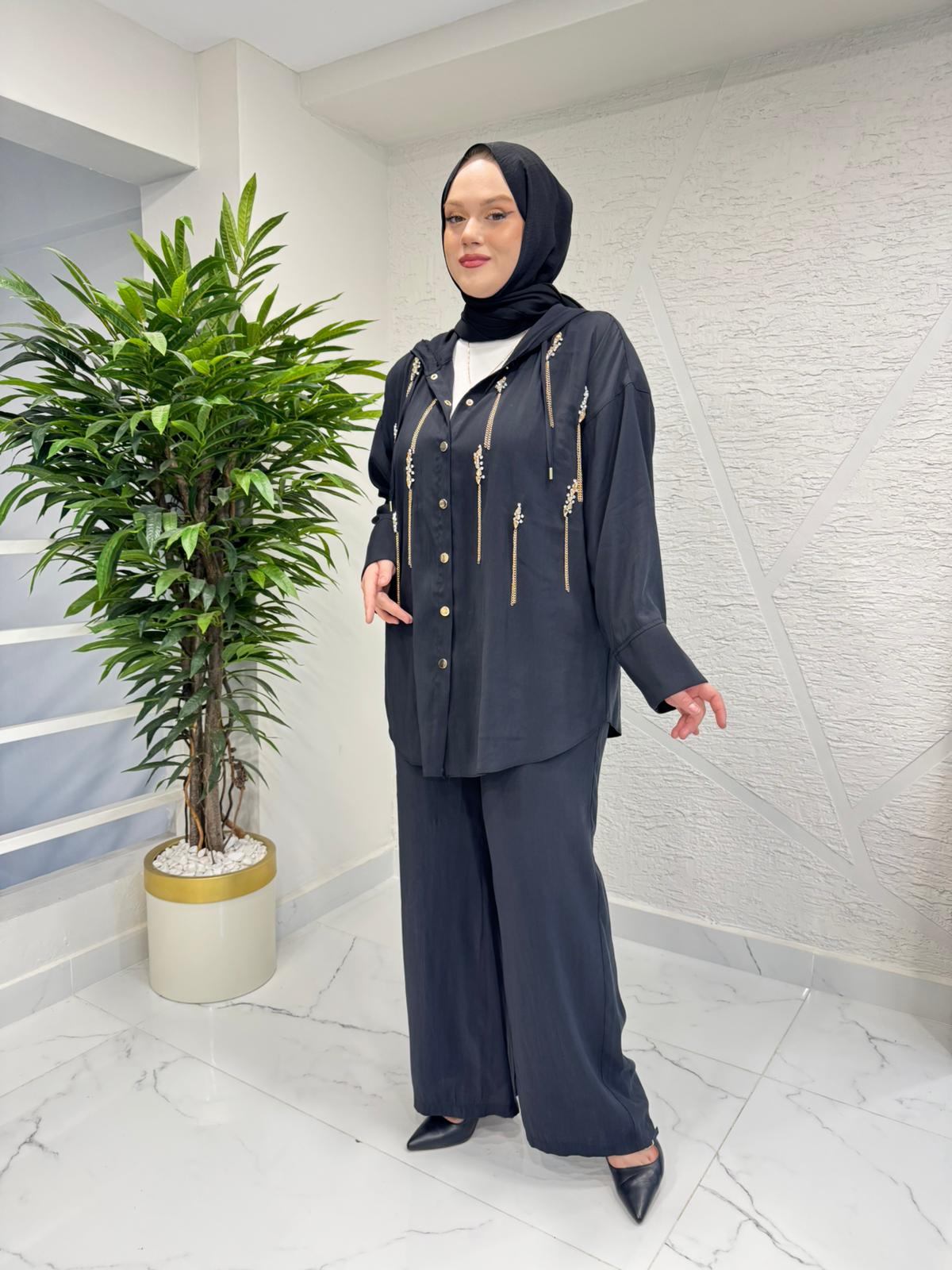 MISSEMRAMISS 5147 CRISTALLO KAPÜŞONLU TAKIM SİYAH