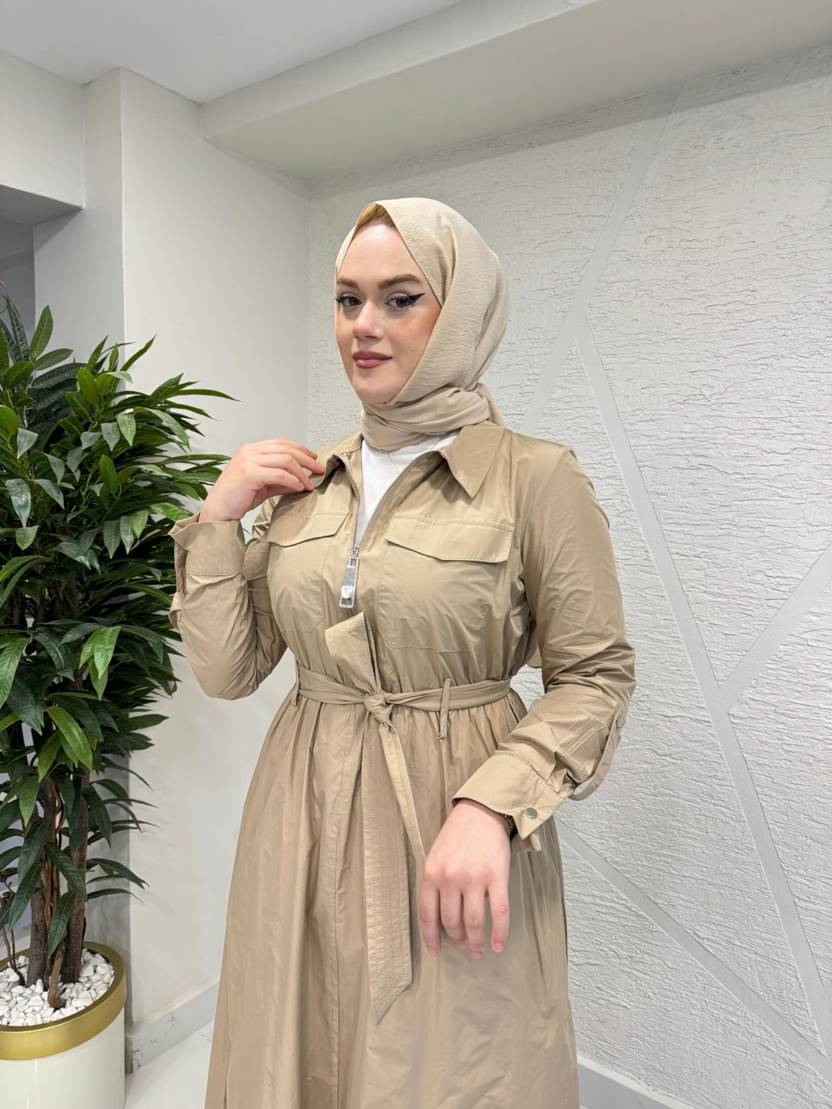 MISSEMRAMISS 5208 SERA GÖMLEK ELBİSE BEJ