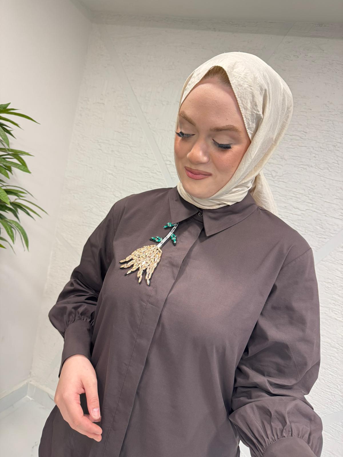 MISSEMRAMISS 5223 VIOLET GÖMLEK KAHVERENGİ