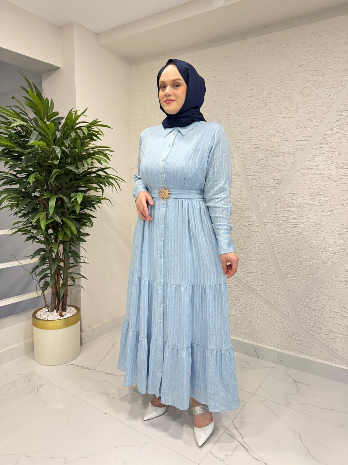 MISSEMRAMISS 5248 SUMMER LİNE DRESS AÇIK MAVİ