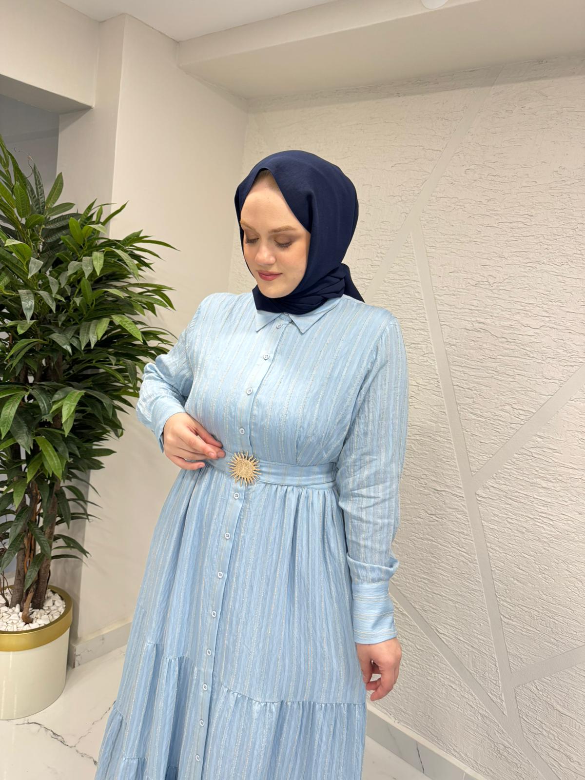 MISSEMRAMISS 5248 SUMMER LİNE DRESS AÇIK MAVİ