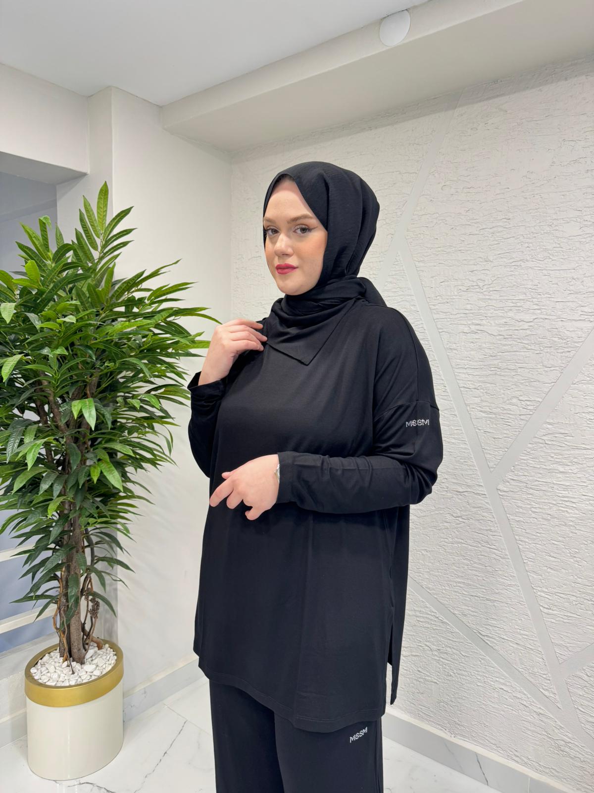 MISSEMRAMISS 5361 ŞAL YAKA TUNİK SİYAH