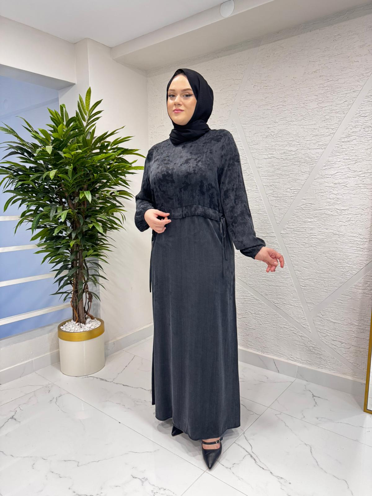 CLEMENCE 5404 İPEK ELBİSE SİYAH