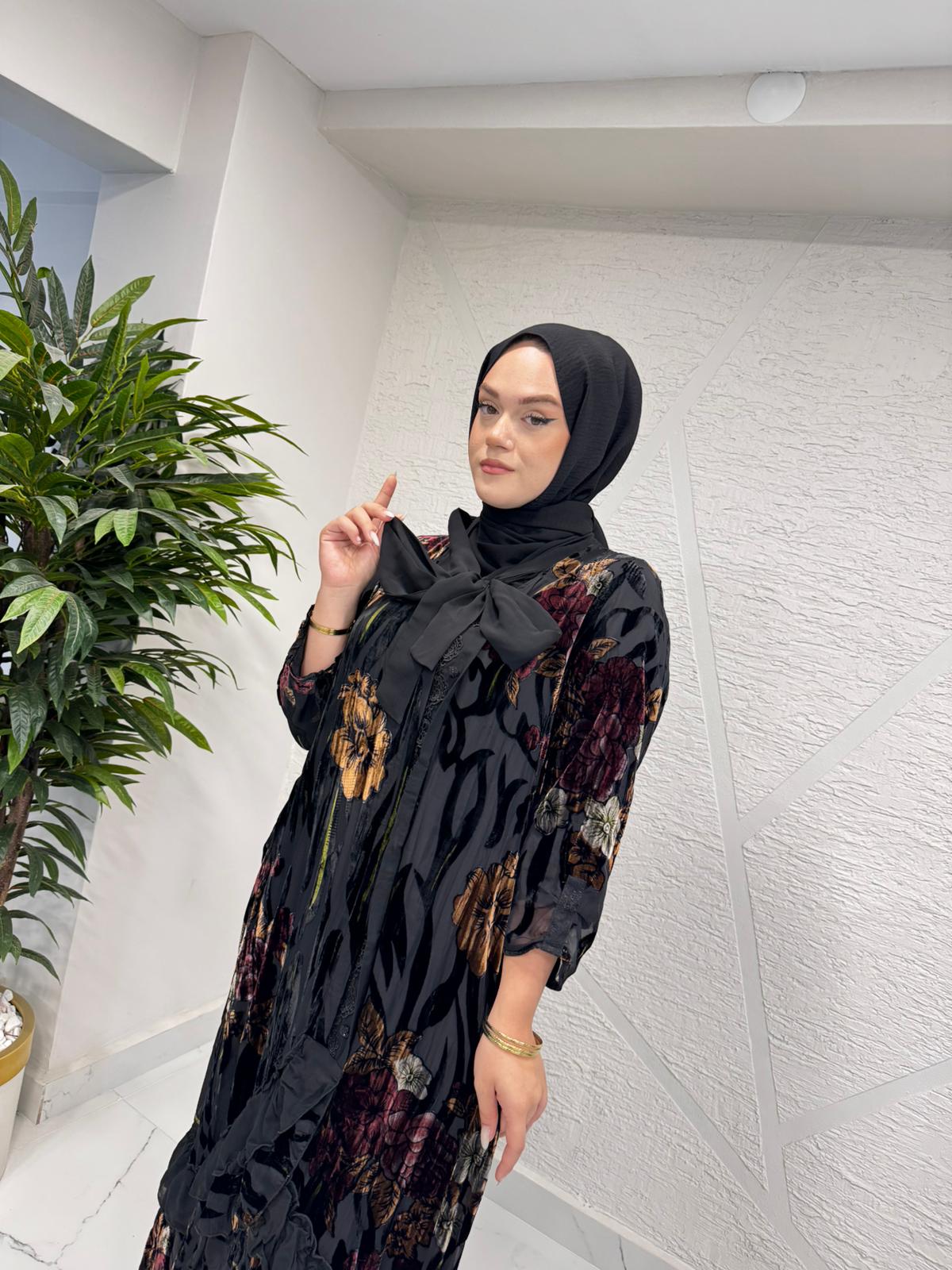 LISSMORE 5408 ELBİSE SİYAH-BORDO