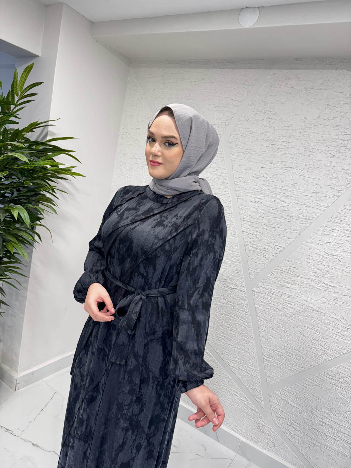 CLEMENCE 5417 İPEK ELBİSE SİYAH