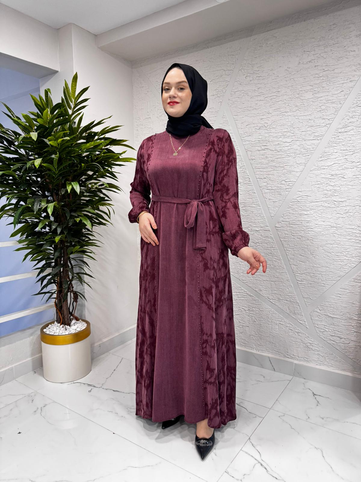 CLEMENCE 5435 İPEK ELBİSE BORDO