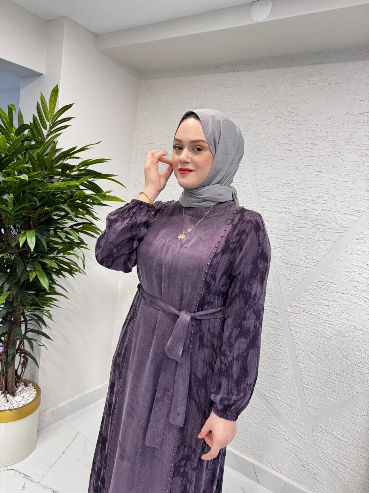 CLEMENCE 5435 İPEK ELBİSE MÜRDÜM