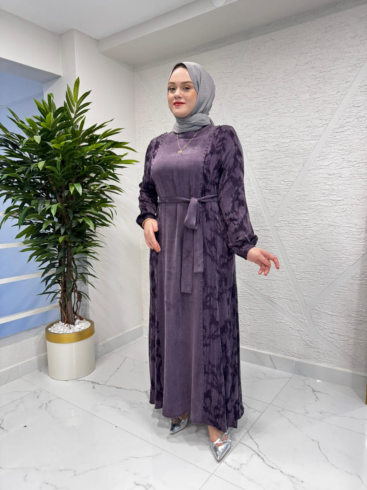 CLEMENCE 5435 İPEK ELBİSE MÜRDÜM