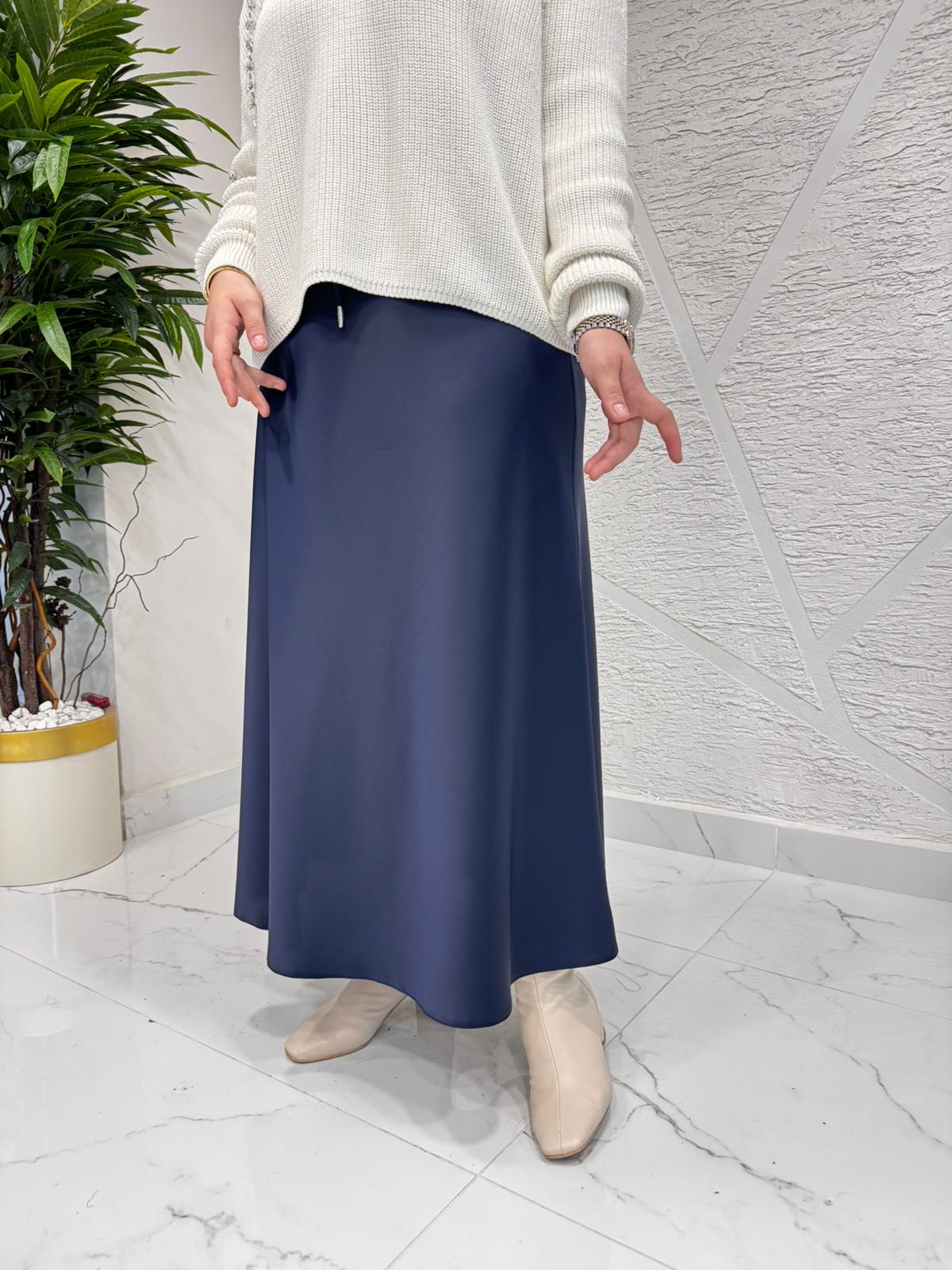 SENTEZ 5457 LUNA SATEN VOLANLI ETEK LACİVERT