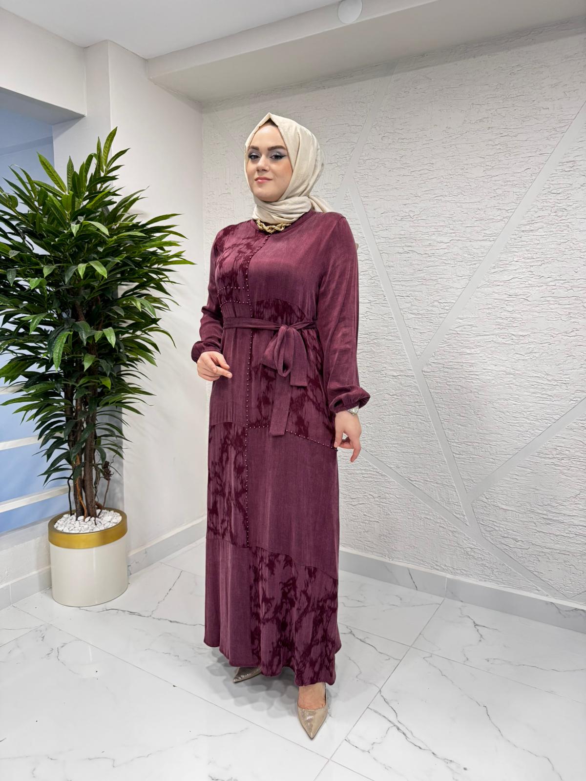 CLEMENCE 5462 İPEK ELBİSE BORDO