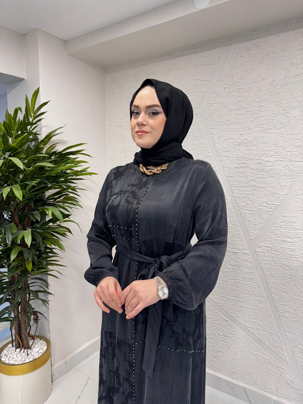 CLEMENCE 5462 İPEK ELBİSE SİYAH