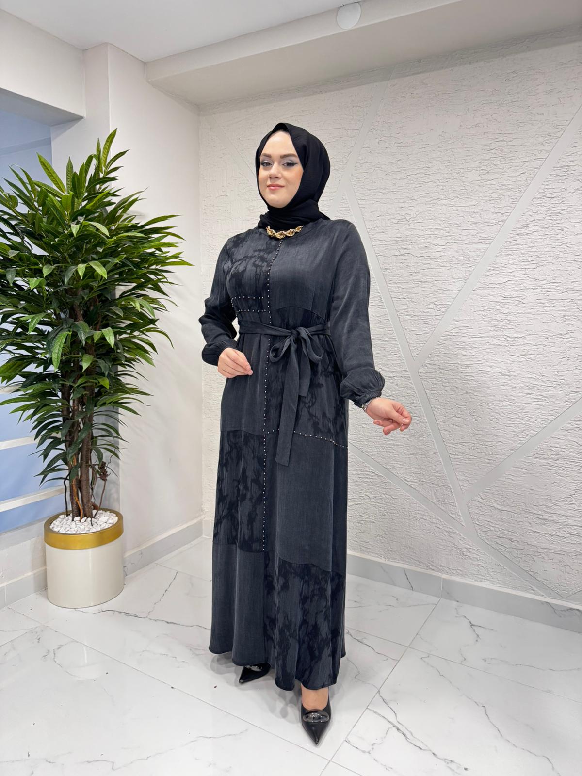 CLEMENCE 5462 İPEK ELBİSE SİYAH