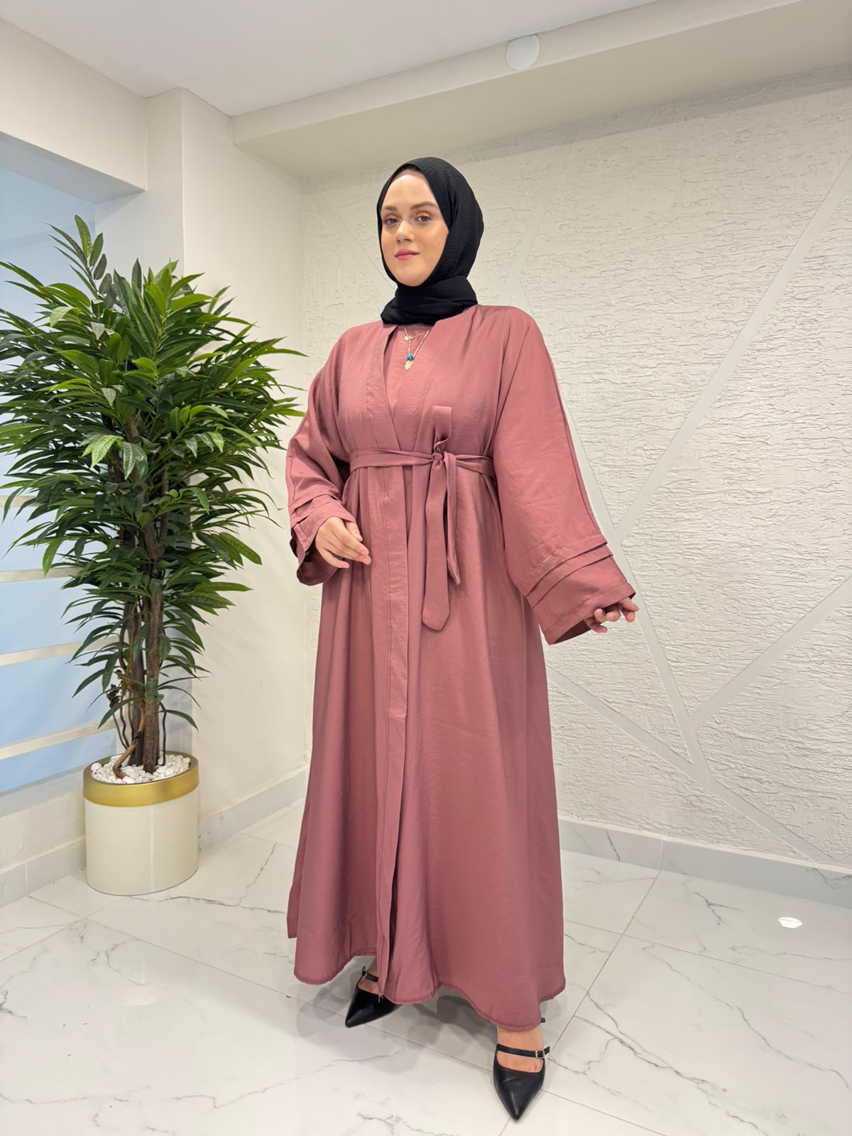 7 ALA OTANTİK 6124 ABAYA İKİLİ TAKIM BORDO
