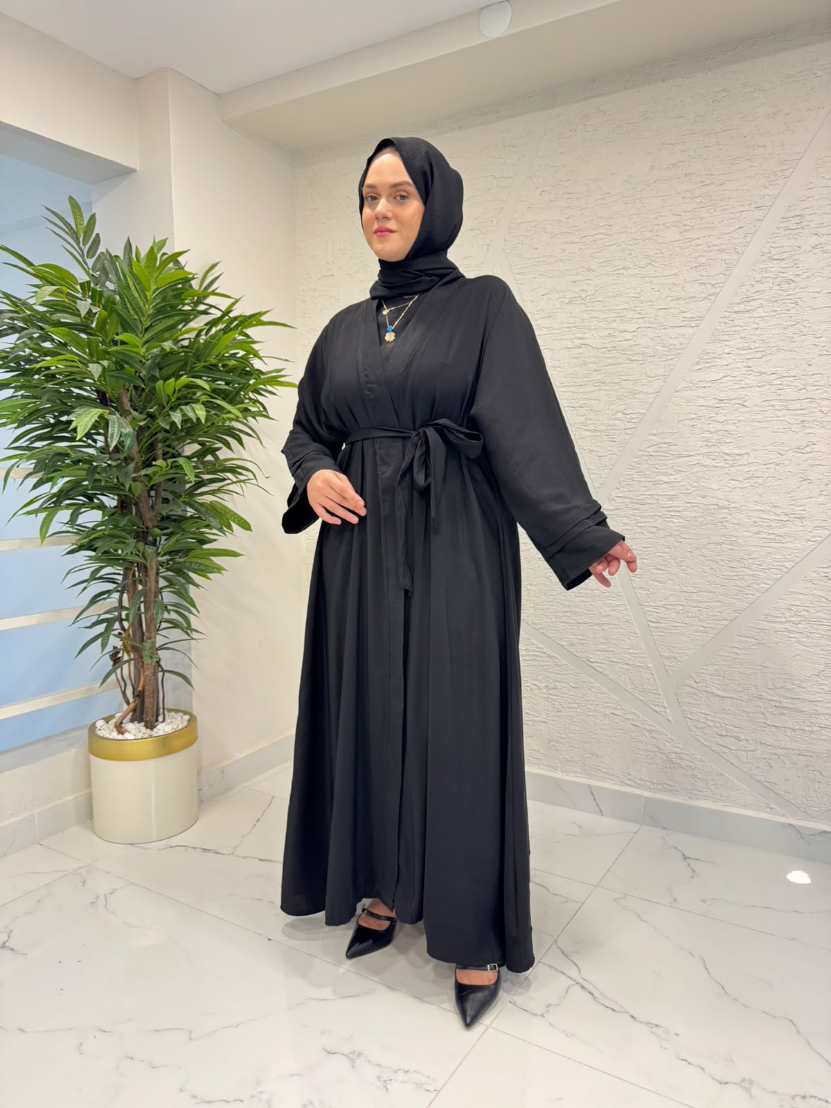 7 ALA OTANTİK 6124 ABAYA İKİLİ TAKIM SİYAH