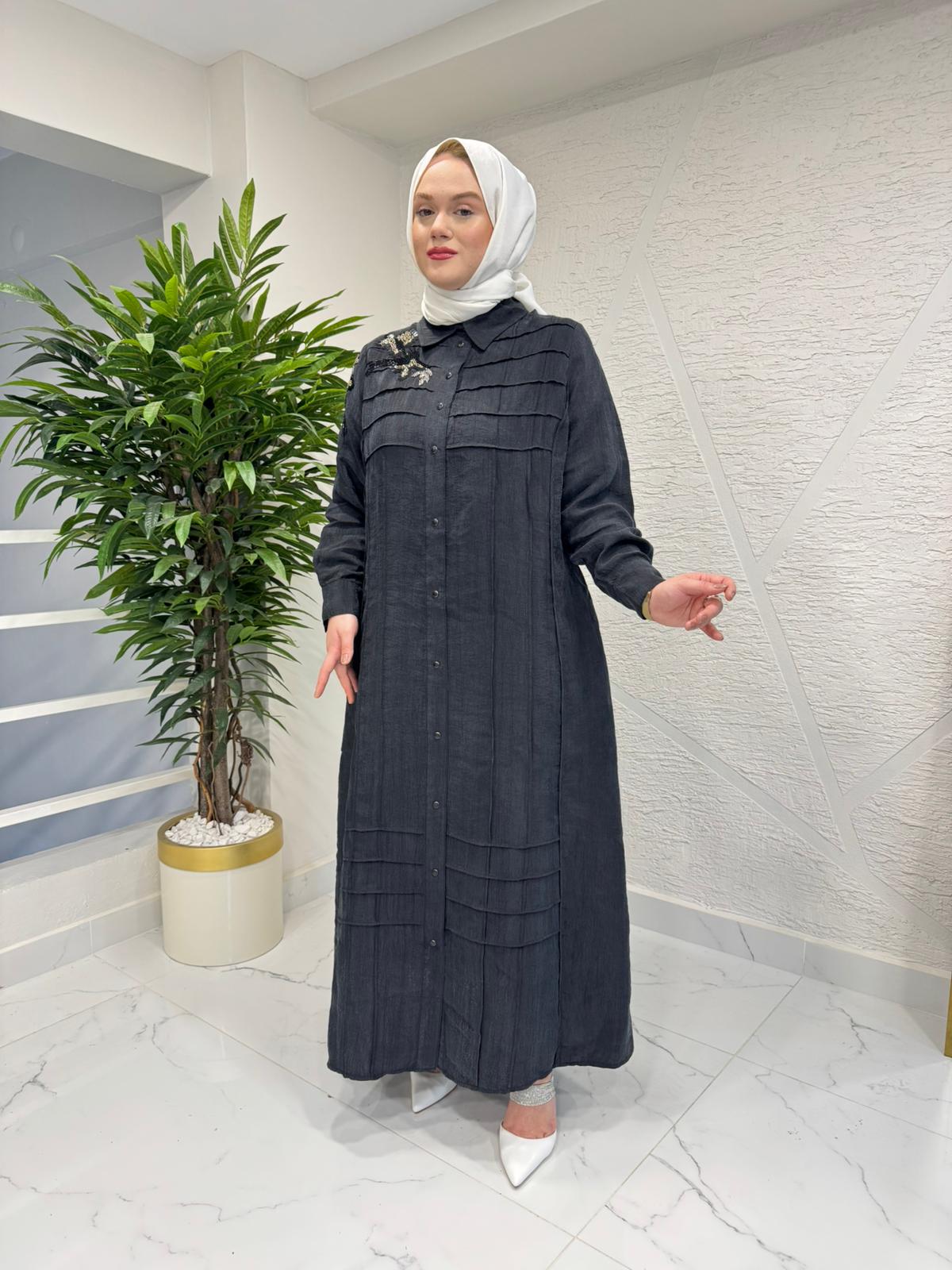 LISSMORE 6302 DÜĞMELİ GÖMLEK ELBİSE SİYAH