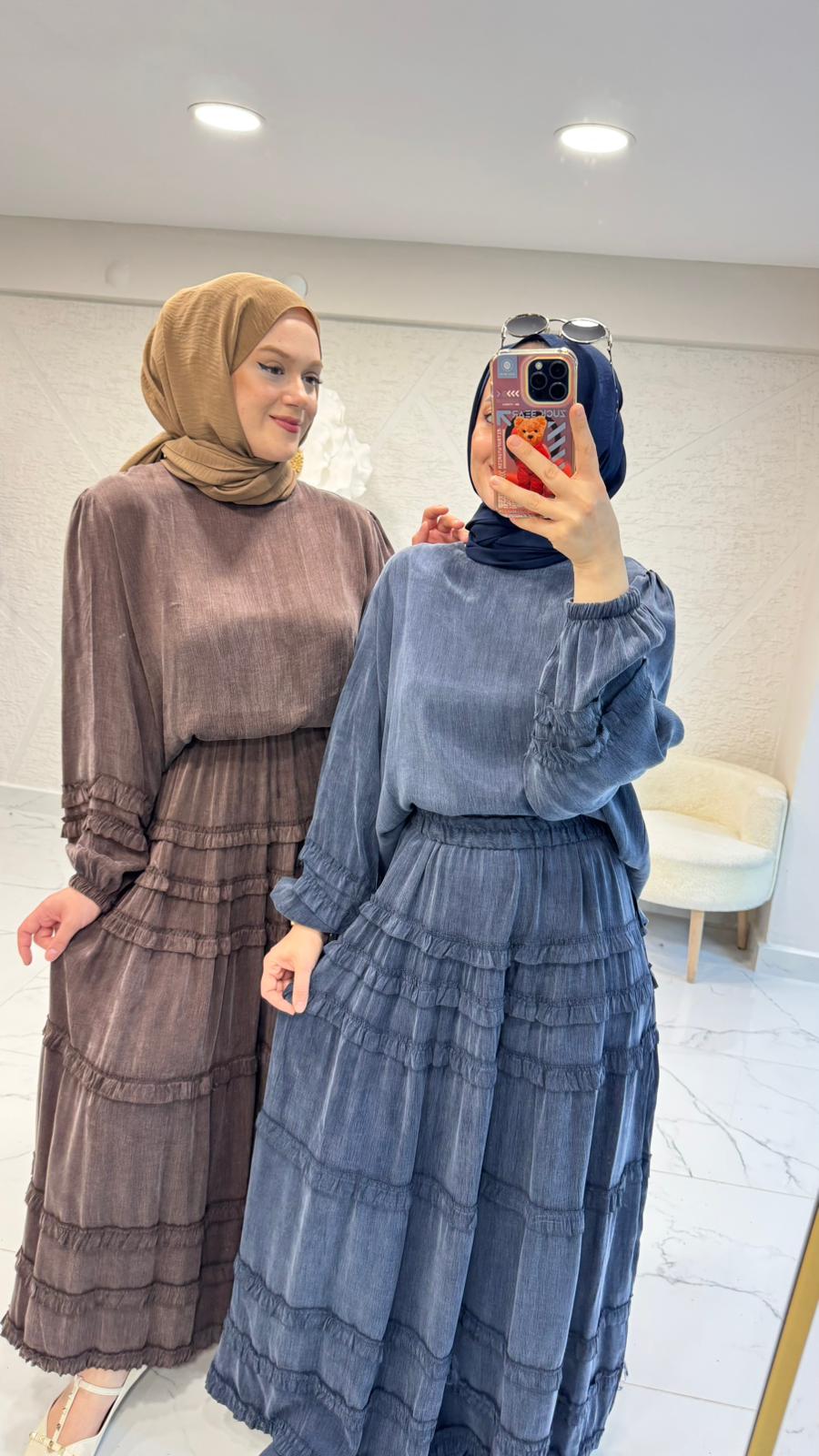 QASHE 6373 İKİLİ TAKIM KAHVERENGİ