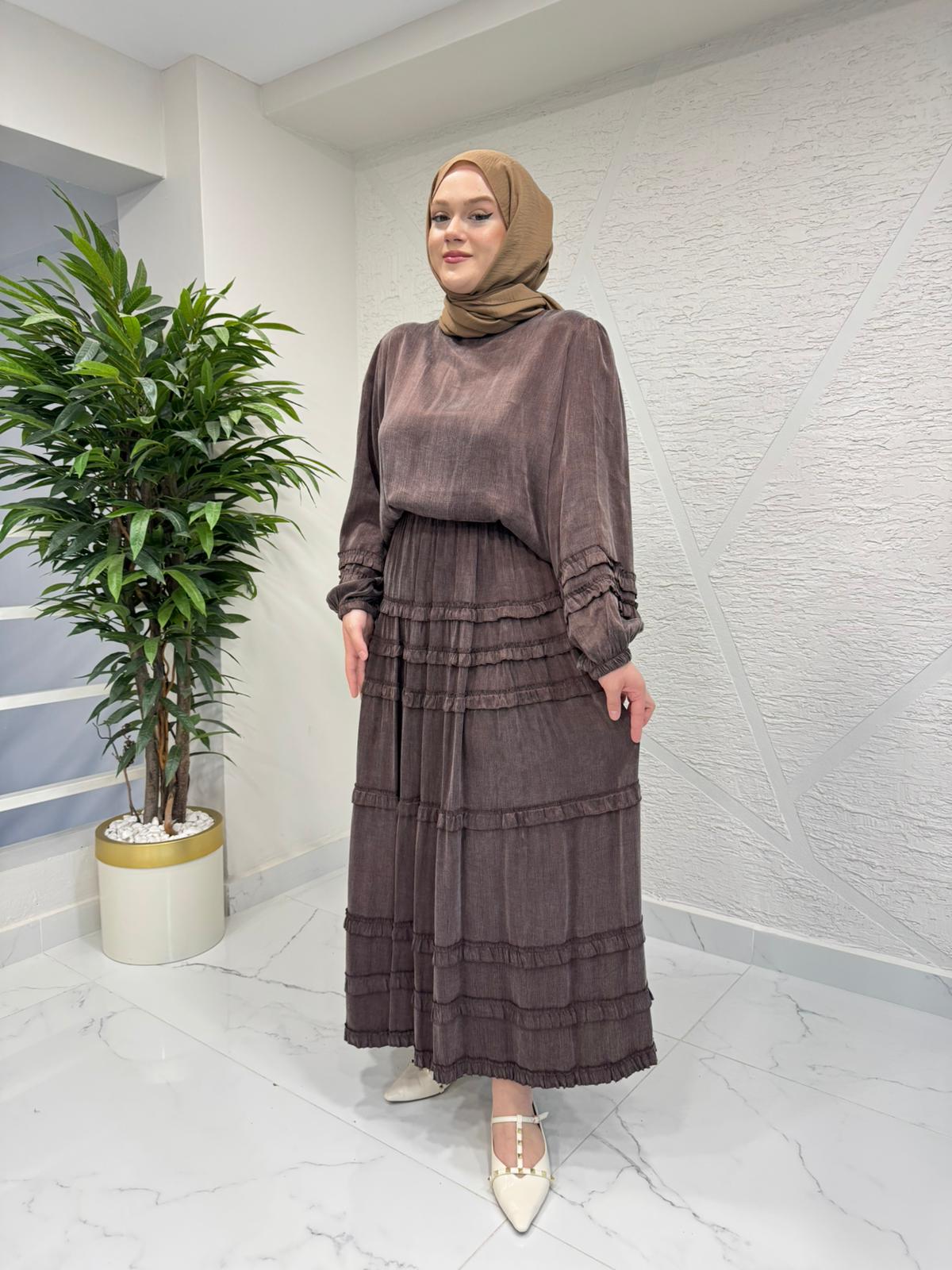 QASHE 6373 İKİLİ TAKIM KAHVERENGİ