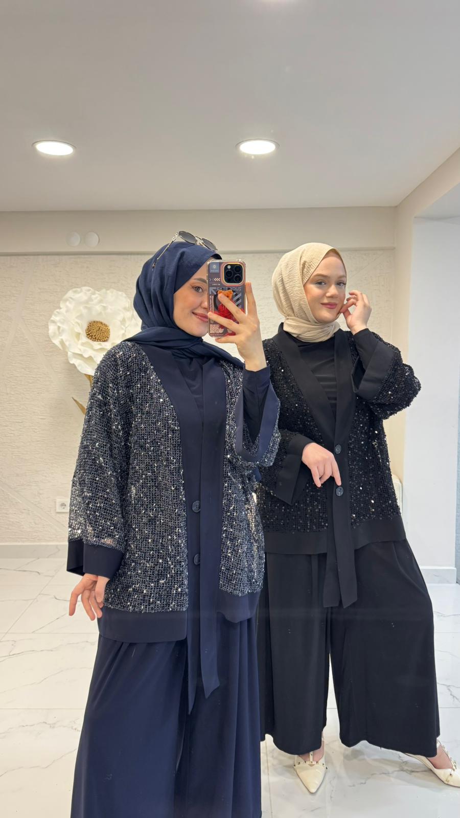 QASHE 6492 ÜÇLÜ TAKIM LACİVERT