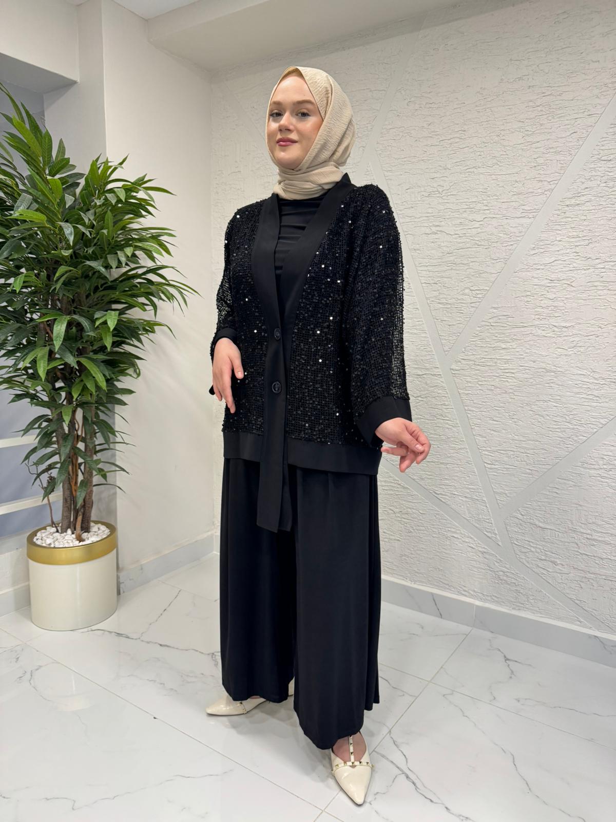 QASHE 6492 ÜÇLÜ TAKIM SİYAH