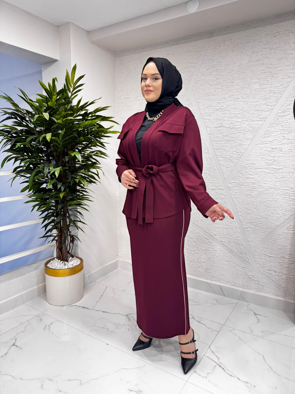 CEREMONY 6617 BİYE DETAYLI KEMERİ GOLD AKSESUARLI ÇELİK ETEK MÜRDÜM