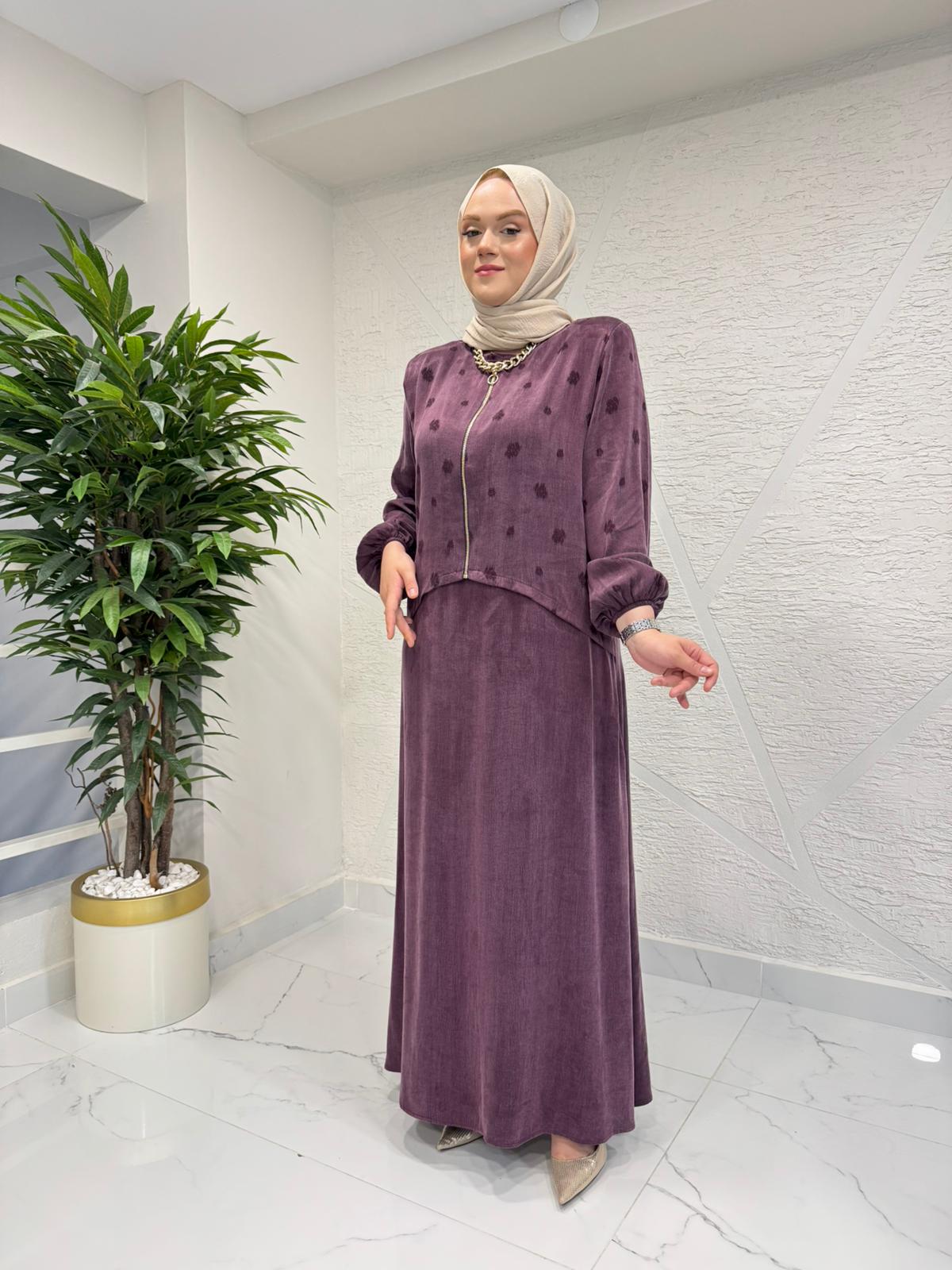 QASHE 6624 FERMUARLI ELBİSE MÜRDÜM